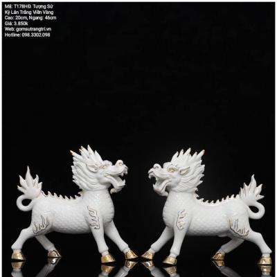 TƯỢNG SỨ KỲ LÂN TRẮNG VIỀN VÀNG